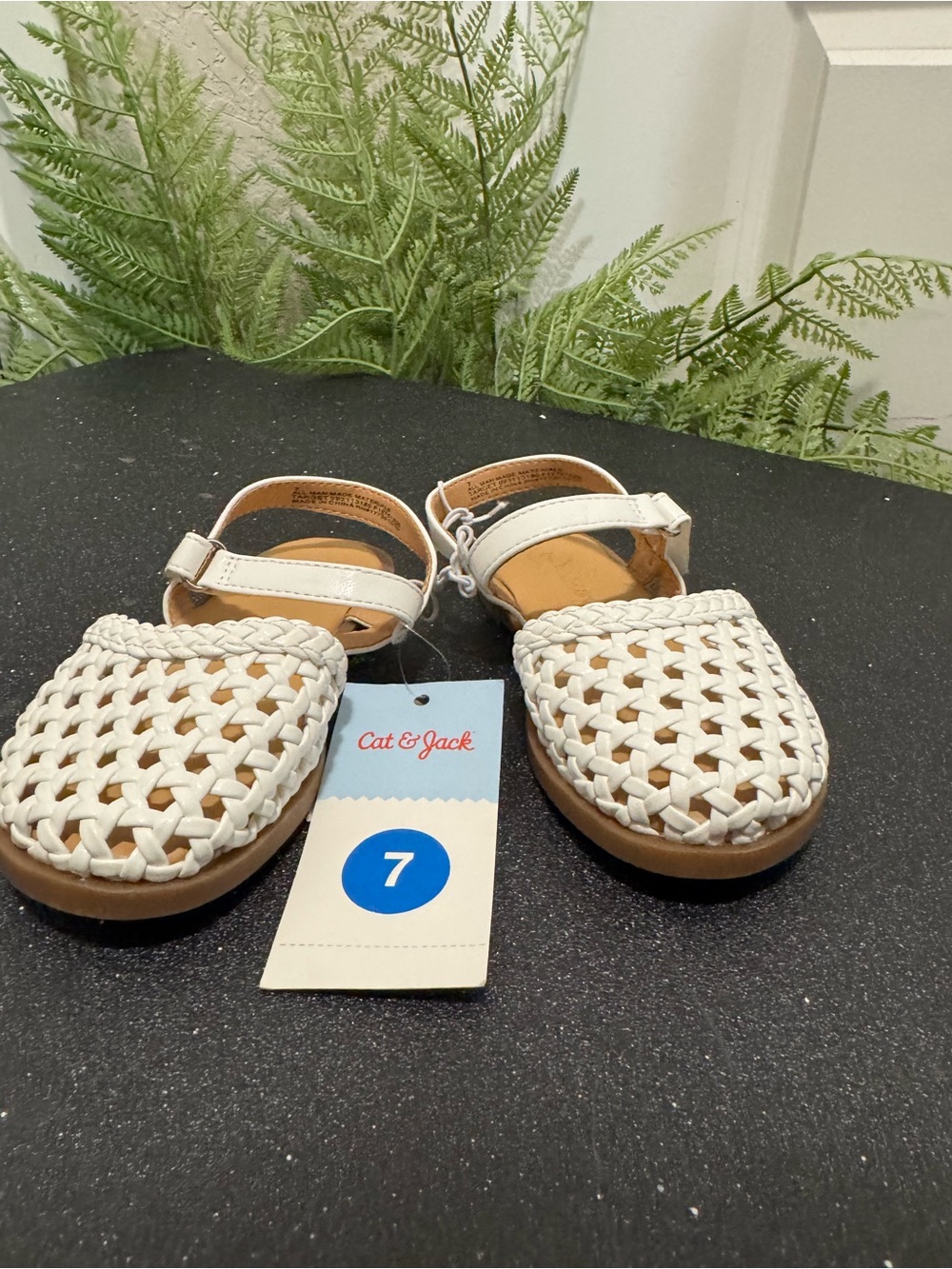 & Other Stories White Woven Kids' Sandals with Ankle Strap